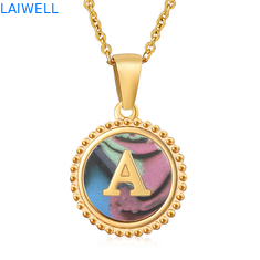 Unique Jewelry 16MM 18K Gold Plated Stainless Steel 3D Shell Letter Necklace Women'S Letter Pendants
