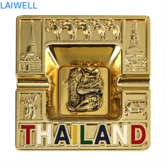 Stylish Portable 100*100MM Gold Color Plated Metal Ashtray Made From Recycled Materials