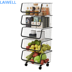 OEM Black Removable Stainless Steel Kitchenwares MultiLayer Vegetable Shelving Rack