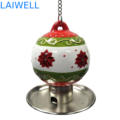 めっきされた押す鉄の食糧版が付いている屋外の陶磁器のクリスマスの球の金属の鳥の送り装置
