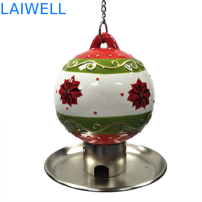 めっきされた押す鉄の食糧版が付いている屋外の陶磁器のクリスマスの球の金属の鳥の送り装置