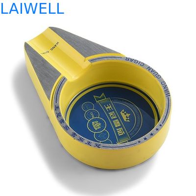 レーザー刻印ロゴ付き、葉巻と喫煙愛好家向けのカスタマイズされたクラシックグレーカラーメタルポケット灰皿