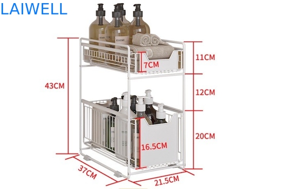 37L*21.5W*43Hcmステンレス鋼の台所用品2層の台所貯蔵の棚