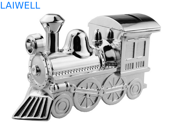 古典的な銀製のめっき亜鉛合金の列車の貯金箱145*55*85mm OEM