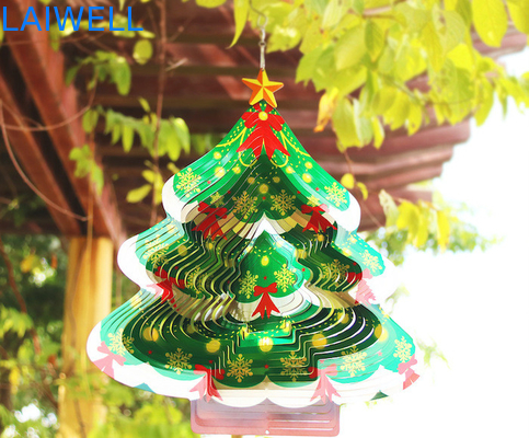 幅27cmの回転金属の風の紡績工3Dのクリスマス ツリーのウィンド チャイム