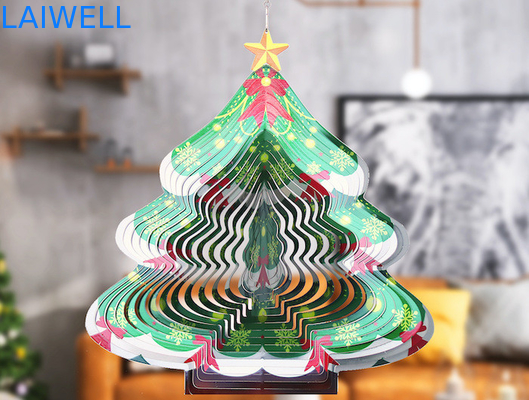 幅27cmの回転金属の風の紡績工3Dのクリスマス ツリーのウィンド チャイム