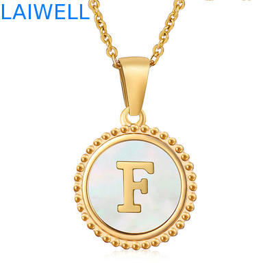Unique Jewelry 16MM 18K Gold Plated Stainless Steel 3D Shell Letter Necklace Women'S Letter Pendants