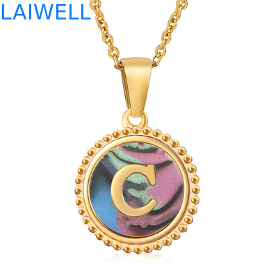 Unique Jewelry 16MM 18K Gold Plated Stainless Steel 3D Shell Letter Necklace Women'S Letter Pendants
