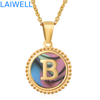 Unique Jewelry 16MM 18K Gold Plated Stainless Steel 3D Shell Letter Necklace Women'S Letter Pendants