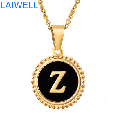 Unique Jewelry 16MM 18K Gold Plated Stainless Steel 3D Shell Letter Necklace Women'S Letter Pendants