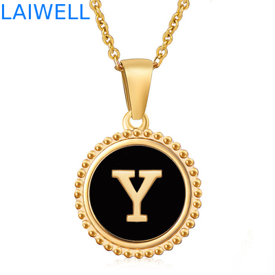 Unique Jewelry 16MM 18K Gold Plated Stainless Steel 3D Shell Letter Necklace Women'S Letter Pendants
