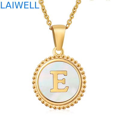 Unique Jewelry 16MM 18K Gold Plated Stainless Steel 3D Shell Letter Necklace Women'S Letter Pendants