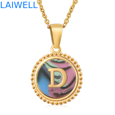 Unique Jewelry 16MM 18K Gold Plated Stainless Steel 3D Shell Letter Necklace Women'S Letter Pendants