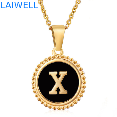 Unique Jewelry 16MM 18K Gold Plated Stainless Steel 3D Shell Letter Necklace Women'S Letter Pendants