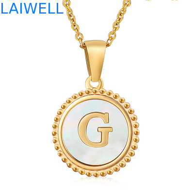 Unique Jewelry 16MM 18K Gold Plated Stainless Steel 3D Shell Letter Necklace Women'S Letter Pendants