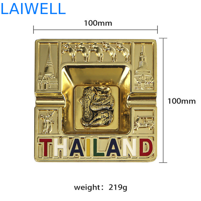Stylish Portable 100*100MM Gold Color Plated Metal Ashtray Made From Recycled Materials