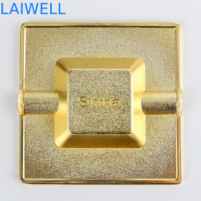 Stylish Portable 100*100MM Gold Color Plated Metal Ashtray Made From Recycled Materials