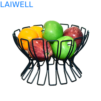 25*22*16CM Laser Engraving Logo Black Baking European Iron Art Fruit Basket Metal Houseware For Customer Requirements
