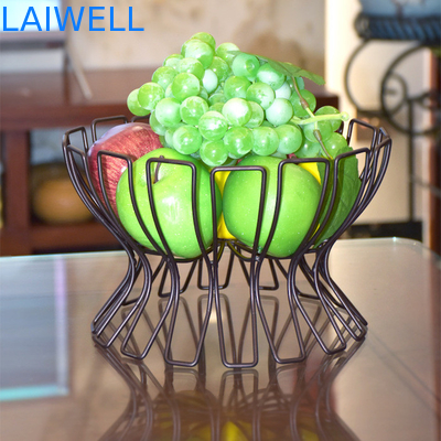 25*22*16CM Laser Engraving Logo Black Baking European Iron Art Fruit Basket Metal Houseware For Customer Requirements