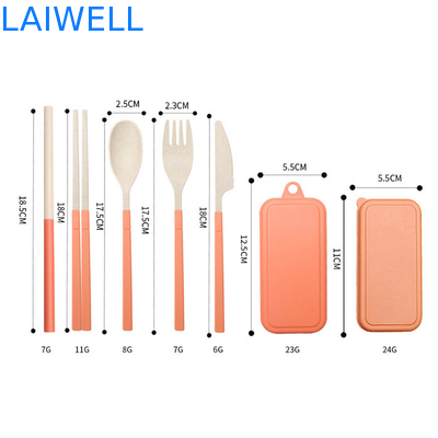 Portable 5-PC Green Wheat Straw Fibre Cutlery Set Versatile Biodegradable Diningware Accessories Sustainable And Suitable For Hot And Cold Meals