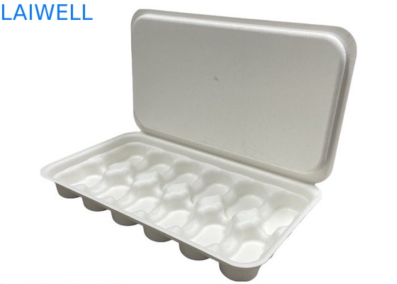 White Color Sustainable Bagasse Coffee Tray Box Non-Toxic And Safe For Food Contact Biodegradable EcoPack Accessories With Custom Branding