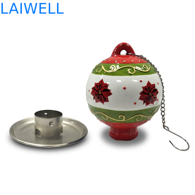 Outdoor Ceramic Christmas Ball Metal Bird Feeder With Plated Stamping Iron Food Plate