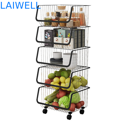 OEM Black Removable Stainless Steel Kitchenwares MultiLayer Vegetable Shelving Rack