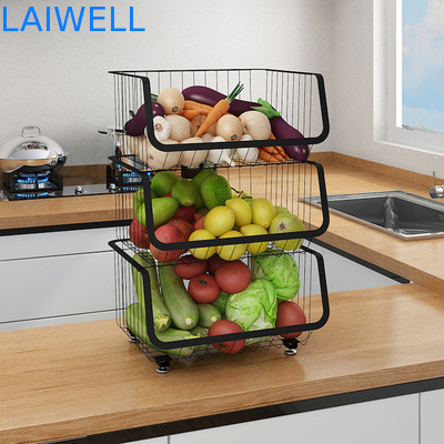 OEM Black Removable Stainless Steel Kitchenwares MultiLayer Vegetable Shelving Rack