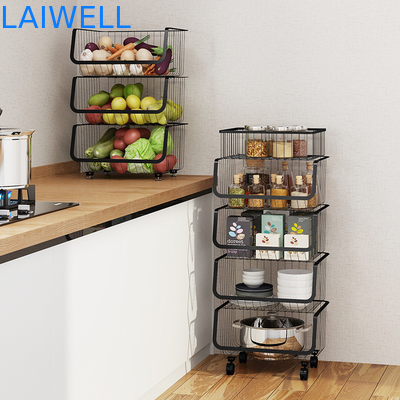 OEM Black Removable Stainless Steel Kitchenwares MultiLayer Vegetable Shelving Rack