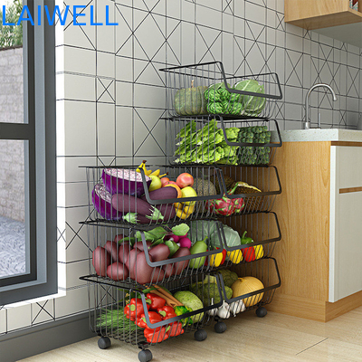 OEM Black Removable Stainless Steel Kitchenwares MultiLayer Vegetable Shelving Rack