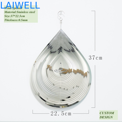 Silver Etching SS Water Droplet 3D Wind Chimes Electric Plating