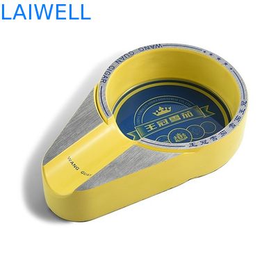 レーザー刻印ロゴ付き、葉巻と喫煙愛好家向けのカスタマイズされたクラシックグレーカラーメタルポケット灰皿