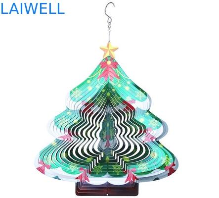 幅27cmの回転金属の風の紡績工3Dのクリスマス ツリーのウィンド チャイム
